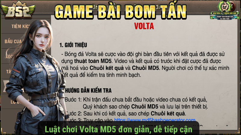 Luật chơi Volta MD5 đơn giản, dễ tiếp cận