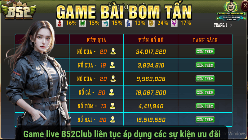 Game live B52Club liên tục áp dụng các sự kiện ưu đãi