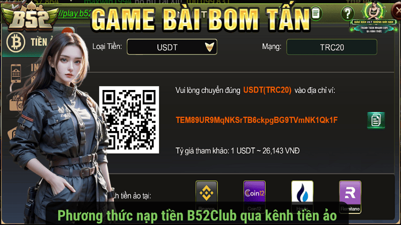 Phương thức nạp tiền B52Club qua kênh tiền ảo
