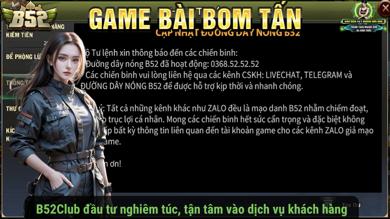 B52Club đầu tư nghiêm túc, tận tâm vào dịch vụ khách hàng